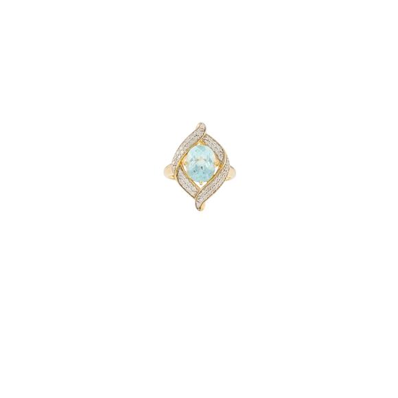 18k Paraiba Type Tourmaline And Diamond Ring - Picture 1 of 4